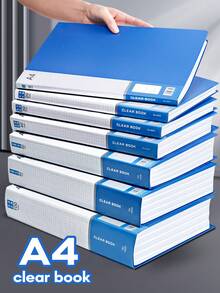 Pochettes transparentes A4, dossiers de bureau et scolaires, protecteurs de documents multicouches transparents, sacs de classement de certificats et documents pour étudiants, dossiers avec poches transparentes, sacs de rangement de matériel d'apprentissage et de copies d'examen, fournitures de rentrée scolaire - Bleu azur - Voir 8