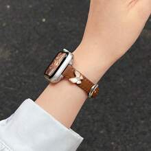 Women's Leather Watch Band, Compatible With Apple Watch Series 1/2/3/4/5/6/7/8/9/10/SE/Ultra, 38mm 40mm 41mm 42mm 44mm 45mm 49mm, Slim Design, Elegant And Luxurious Wrist Accessory - Brown - View 5