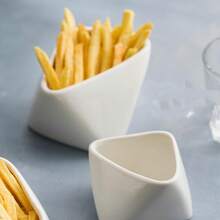 1pc Large/Small Ceramic French Fry Bowl, Ceramic French Fry Cup, For Restaurant Daily Use, Household Ceramic Bowl, Ceramic Plate - Multicolor - View 4