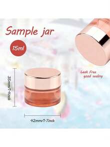 3pcs 0.5 Oz Pink Glass Jars Empty Refillable Cream Jars With Rose Gold Lids And Inner Liner Sample Cosmetic Container Vials Pot For Face Cream Ointment Lotion Moisturizer - Multicolor - View 6