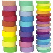 60 Rolls Washi Tape Set - 15mm Colored Masking Tape, Decorative Tape Bullet Journaling, Scrapbooking, Arts Crafts, Holiday Decoration - 40 Rolls Rainbow Color 15mm and 7.5mm Wide - View 1