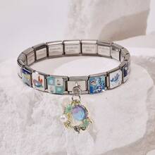 1pc Personalized Multi-Element Stainless Steel Detachable Bracelet, Letter/Heart/Planet/Bow Decor, Multi-Color Fashionable Versatile Bracelet - Multicolor - View 10