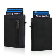 1 pieza Cartera de fibra de carbono con protección RFID para hombres, billetera minimalista de lujo ultra delgada, bolso de embrague de metal negro para negocios, regalo para novio, padre, esposo, regalo de viaje y negocios para hombres, casual de negocios, almacenamiento NASH - Multicolor - Ver 14