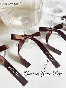 个性化缎带蝴蝶结,座位卡缎带,70厘米,伴娘礼物缎带,婚礼姓名牌,宾客座位卡,单身派对标签,饮品缎带标签,定制缎带姓名 - 多色 - 查看 8