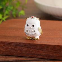 1 Piece Cute Owl Jewelry Box - Decorative Trinket Storage Organizer Small Accessory Desktop Ornament, Exquisite Practical Home Decor, Suitable For Daily Use, Valentine's Day Gift, New Year Gift, School, Home Use, Outdoor Activities, Gift For Friends - 5050 White - View 3