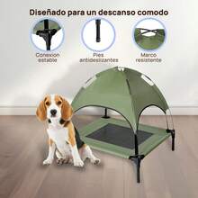 GYJ  Casa para Perros con Techo Tipo Carpa Cama Elevada para Mascotas Resistente al Calor Portatil para Exterior Sombra y Ventilacion Ideal para Perros Medianos y Grandes Verde Small (47x61x61cm)82 - Verde - Ver 5