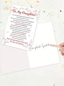 1 pieza Tarjeta de cumpleaños significativa con sobre - "Para mi hija" Diseño floral, mensaje sincero, papel de alta calidad, perfecto para hijas, nietas, hijos y madres - Regalo para todas las ocasiones, Tarjeta de cumpleaños | Tarjeta con diseño floral | Papel, Regalo para hija - Multicolor - Ver 4