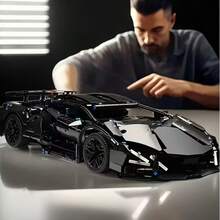 1288pcs Limited Edition Black Supercar Building Blocks Set, Movie Themed Trunk & Engine Model, Realistic Engine Design, Sturdy Structure, Suitable For Adult & Teen Collectors, Home/Office Decor, Birthday/Valentine's/Christmas/New Year/Easter Gift - Multicolor - View 2