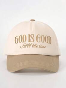 1pc Women's Embroidered GOD IS GOOD All The Time Baseball Cap | Vintage Washed Cotton, Color Block Design With Adjustable Snapback For A Flattering Fit | Perfect For Church, Christian Gifts, Weekend Outings, Spring Picnics, Cafe Dates And Inspirational Daily Wear - 彩色 - 查看 2