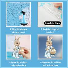 2pcs/Set Large Cute Rabbit & Egg Window Clings, Includes Flower Basket Pattern, Removable PVC Static Stickers, Suitable For Easter Home & Retail Store Window Decor - Multicolor - View 5