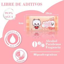 Toallitas Húmedas para Bebé, Antibacteriales, Hipoalergénicas, Sin Alcohol, Sin Parabenos, Textura Acolchonadita, Fresco Aroma, 30 Toallitas por Paquete (Osito) - Gatito - Ver 4