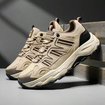 Men's Anti-Slip Durable Outdoor Hiking Shoes, Lightweight Running Sneakers For Work Site, Waterproof, Lace-Up, Suitable For Autumn/Winter