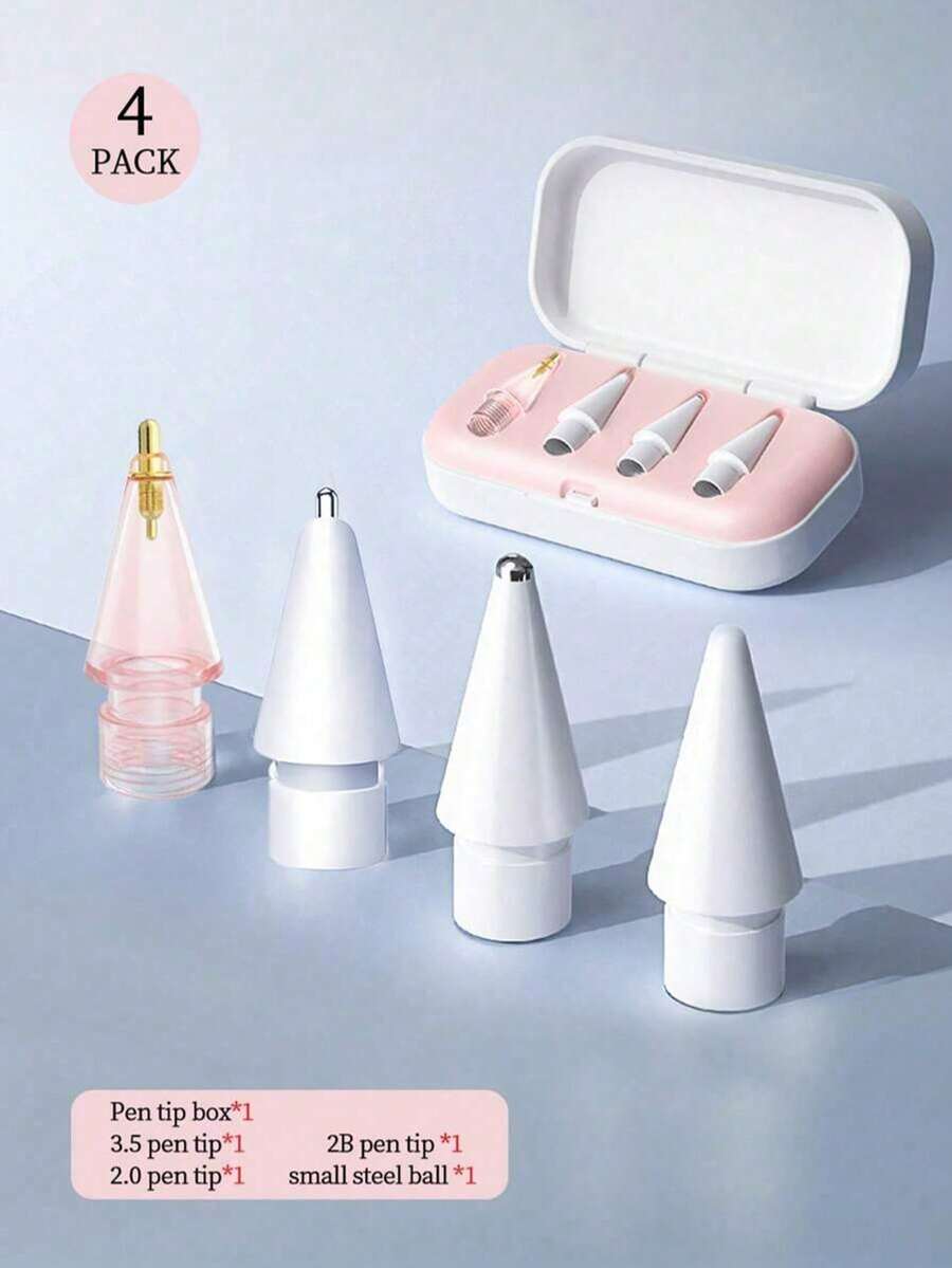 4入升級版 Apple Pencil 筆尖附收納盒，耐用細尖精準金屬筆尖，相容於 Apple Pencil 第1代/第2代/USB-C/Pro Pencil，Pro Pencil 套組，適合聖誕節、家人、朋友、生日、節日的最佳禮物配件