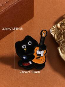 6pcs/Set Fashionable Cute Cartoon Rock Music Festival Black Cat Band Brooch Pin, Suitable For All Seasons/Parties/Gifts/Work Wear - Multicolor - View 9