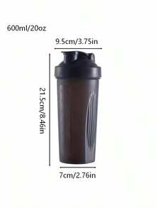 600毫升摇摇杯，经典环形手柄，防漏设计，带刻度，迷你不锈钢搅拌器，PP5认证，可机洗，适用于健身、学校、工作场所等多种场合，可用作蛋白粉搅拌杯、露营杯、水壶、咖啡杯，大容量运动摇摇杯，配有金属搅拌球，方便混合蛋白饮料