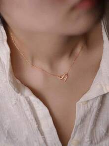 BALMORA 1 pieza Collar de cadena de clavícula con colgante en forma de 8 de plata de ley 925 con incrustaciones de circonita dorada, estilo minimalista y de lujo, regalo del Día de la Madre para mujeres - Oro rosa - Ver 2