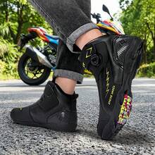 Women's Motorcycle Riding Shoes, Commuter Biker Anti-Fall Off-Road Gear, Professional Long-Distance Motorcycle Travel Road Bike Riding Shoes - Black and Yellow - View 2