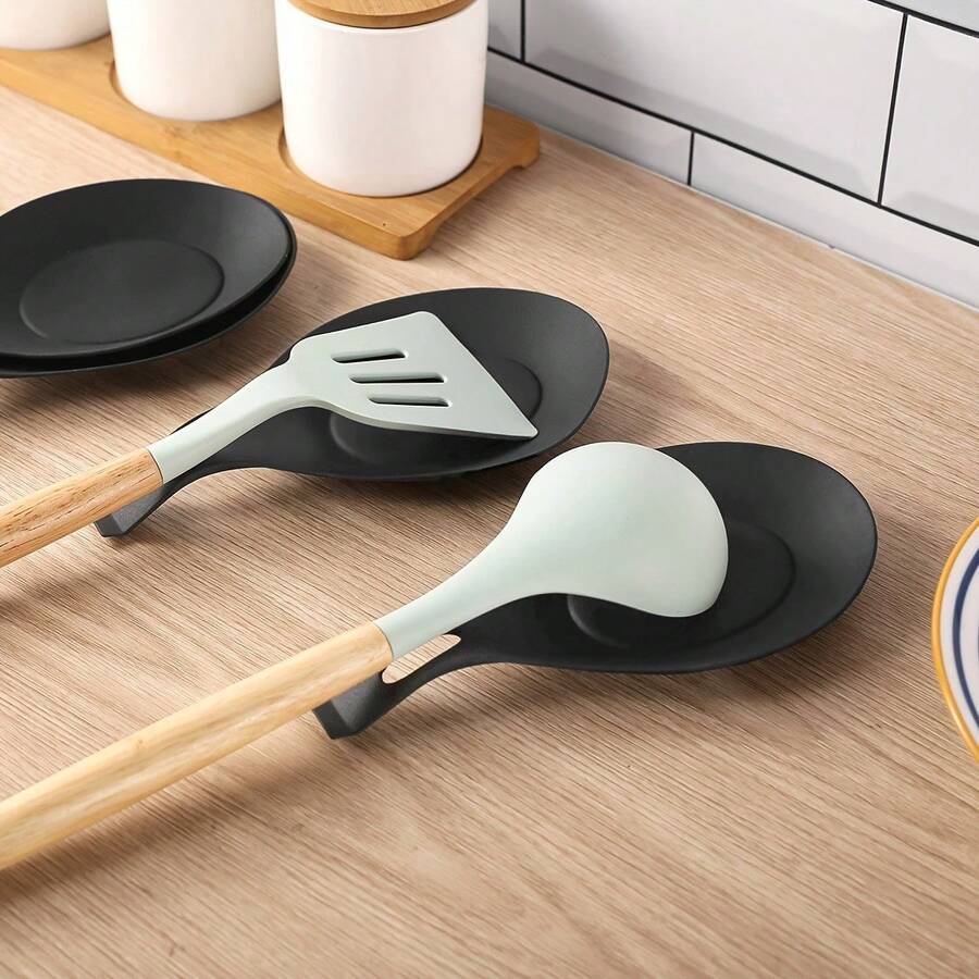 2pcs Portable Heat-Resistant Spoon Rest, Easy To Clean And Space-Saving, Suitable For Rental Kitchen/Dorm Cooking/Home Stove, Heat-Resistant Kitchenware Storage Accessory, Essential For New Tenants In Graduation Season