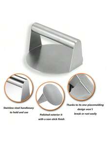 5.5-Inch Stainless Steel Hamburger Patty Press, Non-Stick Smooth Flat Bottom Burger Mold, No Ridges, Bacon Grill, Perfect For Top Grilling