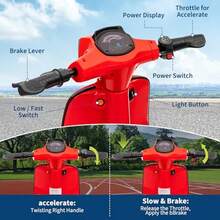 Vehículo eléctrico juvenil de 24 V: Vehículo todoterreno de alta potencia de 350 W para niños de 8 a 12 años | Velocidad máxima de 22,5 km/h, diseño impermeable, luces LED y freno trasero | Soporta hasta 60 kg - Rojo - Ver 4