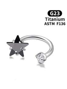 F136 Titanium Alloy Lip Stud, Star Zirconia Horseshoe Cartilage Earring, Ear Piercing Jewelry, Music Festival - #1 - View 5