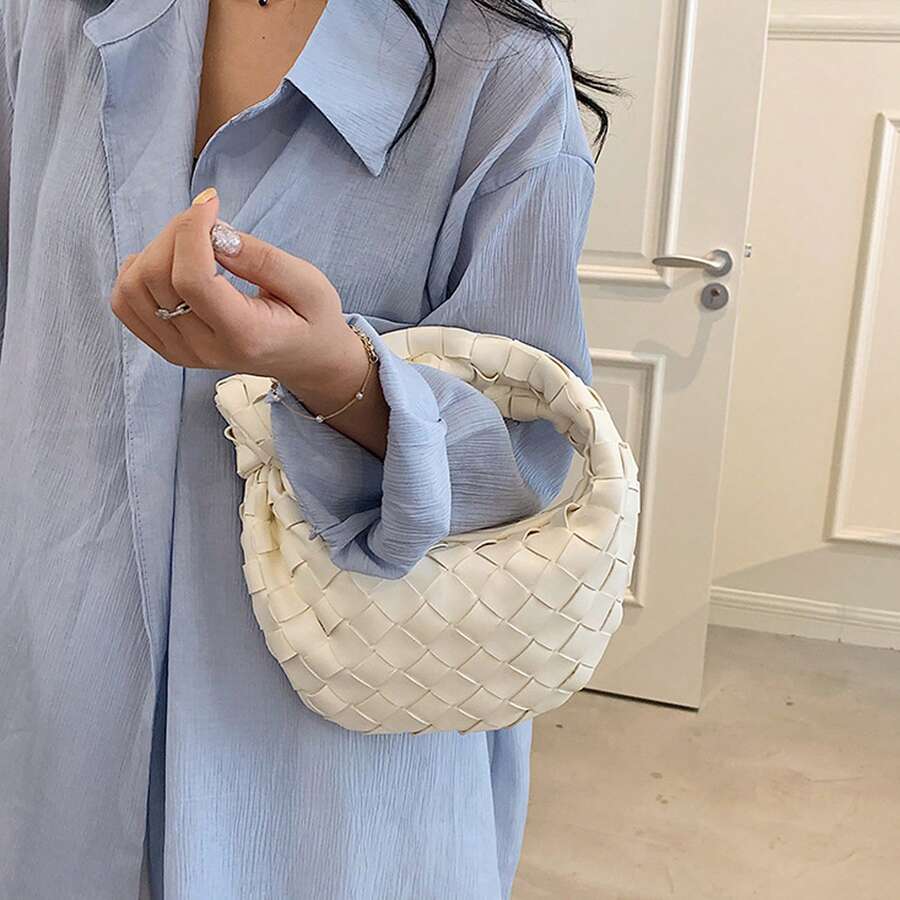 Women's Handbag - Modern White Handwoven Bag With Knot Detail - Versatile For Shopping, Parties And Outings - 白色 - 查看 1