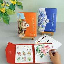 1 Stück kreatives Aquarellmalbuch für Erwachsene, Spaß Malbuch, Lässig Kritzelblock, geeignet als Geburtstags-, Feiertags-, Neujahrs-, Valentinstags- oder Ramadan-Geschenk (inklusive 1 Pinsel) - Verschiedenfarbig - Übersicht 2