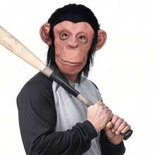 1个逼真的猴子/大猩猩乳胶面具，成人尺寸，灵长类动物头饰，适用于服装、角色扮演和节日礼物，耐用舒适的灵长类动物服装配饰 - 彩色 - 查看 6