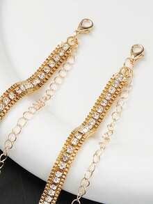 2pcs/Set Women's Crystal Bra Straps, Crystal Shoulder/Body Chain, Adjustable Length, Non-Fading, Shiny, Elegant, Sexy, Suitable For Wedding/Bar/Party/Beach/Date, Valentine's Day Gift - Gold - View 2