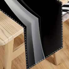 1pc Elegant Modern Abstract Black Table Runner, Fashion Rectangular Table Scarf, Suitable For Home, Banquet And Gift Decoration, Applicable For Dining Room, Kitchen, Bedroom, Outdoor Events And Home Decor, Classic Housewarming Home Decor - Black - View 7