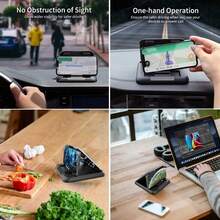 Soporte universal para teléfono móvil de coche para salpicadero, antideslizante y ajustable - Negro - Ver 3