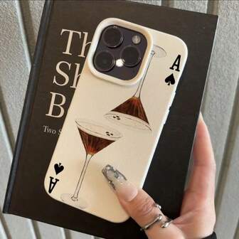 1pc TPU Material Black Spade Tipsy Cocktail Pattern Phone Case Compatible With Iphone 17 Pro Max/17/16 Pro Max/15/13/12/11, S20 FE/A15/S24/A55, Redmi Note 11/12/13 Pro, Full Coverage Anti-Drop Soft Protective Phone Cover