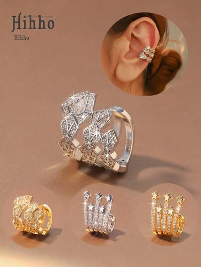 Hihho 1pc Clip-On C-Shaped Earrings - For Women Without Pierced Ears, Pair With Hoop Earrings, Cartilage Earrings, Everyday Wear, Holiday Party Gift, Christmas Jewelry