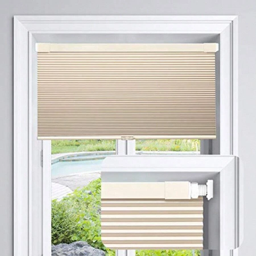 Cordl Cellular Shades No Tools No Drill Blackout Honeycomb Shades Pleated Blinds For Windows 30 1/2" W X 64" H Soft Cream - 3012Wx64H - View 1