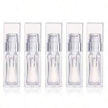 1/5pcs Full Transparent Lip Gloss Tubes Empty Refillable Lipstick Bottles With Big Wand White Lip Plumper Bottles Packaging - Clear - View 2