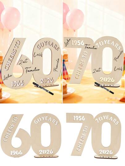 1 Stück 60. 70. Geburtstag Holzständer Schild, 2026 limitiertes Geburtstagszahl Ständer Schild, Geburtstags Party Hintergrund Dekoration, Geburtstags Tisch Mittel Dekoration, Geburtstags Wünsche Schild, 60. 70. Geburtstags Party Gäste Nachricht Ständer, Hochzeitstags Gäste Anmelde Ständer, Rentner Party Dekoration, Jahrestags Dekoration, Geburtstags Dekoration, Zimmer, Heim Dekoration, Tisch Dekoration, Schrank Dekoration, für Frauen & Männer, Geburtstags Geschenk, Party Favors
