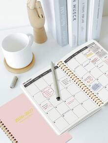 全新 1 本 2026 年 1 月至 2027 年 12 月月度计划本，简约活页式，粉色，包含每日、每周和每月计划，2026 至 2027 年计划本，适合女性、成人、教师、母亲节、房间装饰等场合，也可作为学校办公用品。 - 粉色 - 查看 7