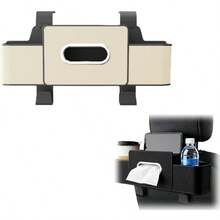 Car Back Seat Organizer with Tissue Box and Hooks Multifunctional Car Organizer for Phone Drink Handbag and Snacks Durable Seat Back Storage Box Beige - Beis - Ver 1