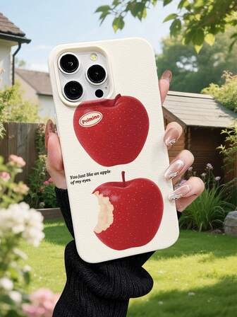 1pc Fashionable Sweet & Playful Apple Element Printed, Leather-Feel, Durable Protective Phone Case, Ideal Gift For Friends, Family, Couples, Birthdays, New Year, Valentine's Day, Ramadan, Easter, Suitable For Fashion Enthusiasts, Compatible With Max/Pro/Plus/X/XS And Other Series