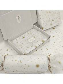 10/30/50pcs,Elegant White & Golden Starry Night Pattern Thin Paper - 50cm X 35cm Wax-Coated Gift Wrapping Tissue For Birthday, Bouquets, Party Favors - Premium Paper For Gift Wrapping, Gift Wrapping Supplies - Multicolor - View 5