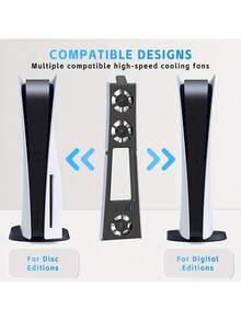 PlayStation 5 Slim Cooling Fan For PlayStation 5 Slim Disc/Digital Console - 2 Level Adjustable Speeds Quiet Low Noise Efficient Cooling With LED Fan Lights USB Port Compact Plug & Play Gaming Accessory - Black - View 7