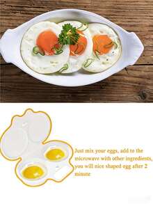 1pc Microwave Soft Boiled Egg Mold, Egg Cooker, Dual Cup Microwave Egg Poacher Set - Stackable PS Plastic Egg Boiler, Also For Omelette Making, Essential For Breakfast Kitchen, Halloween Gift, Microwave Egg Cooker, Egg Pan, Kitchen Gadget, Space-Saving Design, Modern Kitchen Tool, Easy To Clean, Durable Cookware, Cooking Accessory, Kitchen Essential, Home Chef, Breakfast Lover - Multicolor - View 4