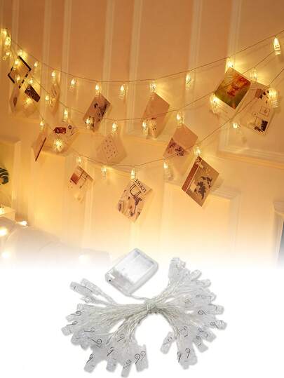 1 set clip-on lampen voor gekleurde LED-foto's, 3m/4m/5m, fotografische cliplampen voor feesten, feestdagen, verjaardagen, bruiloften, verlovingsdecoraties, een huwelijksaanzoek, romantische kamerdecoratie, verjaardagsverrassing, multifunctionele kofferbakverlichting