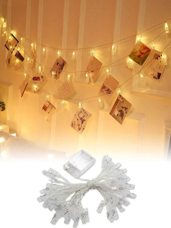 1 Set Of Clip - On Lights For Colored LED Photos,3m/4m/5m,Photographic Clip Lights For Parties,Holidays, Birthdays, Weddings, Engagement Decorations,A Marriage Proposal, Romantic Room Decoration, Birthday Surprise, Multifunctional Trunk Light