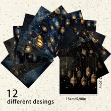 24/36PCS Midnight Lantern Scrapbook Paper Pad, 5.9*5.9inch Single Side Heavyweight Scrapbook Supplies For DIY Craft, Bullet Journals,Scrapbooking Creative Material Paper, Journal Supplies - Multicolor - View 2