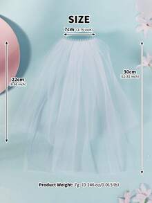 1件装女士双层蕾丝基础款头纱发梳，时尚新娘婚纱头纱情人节配饰 - 白色 - 查看 6