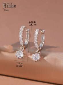 Hihho 2pcs Cubic Zirconia Water Drop Earrings - Silver - View 10