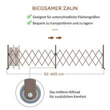 Outsunny Extendable Scissor Gate, Garden Barrier, 52-405 Cm, Aluminum, Brown, H 103.5 Cm - Dark Brown - View 6