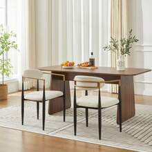 Set Of 2 Chairs With Beige Cushions And A Black And Gold Metal Frame. The Fabric Seat Cushions Are Soft And Breathable, And Complement Various Interior Design Styles. - Beige - View 2