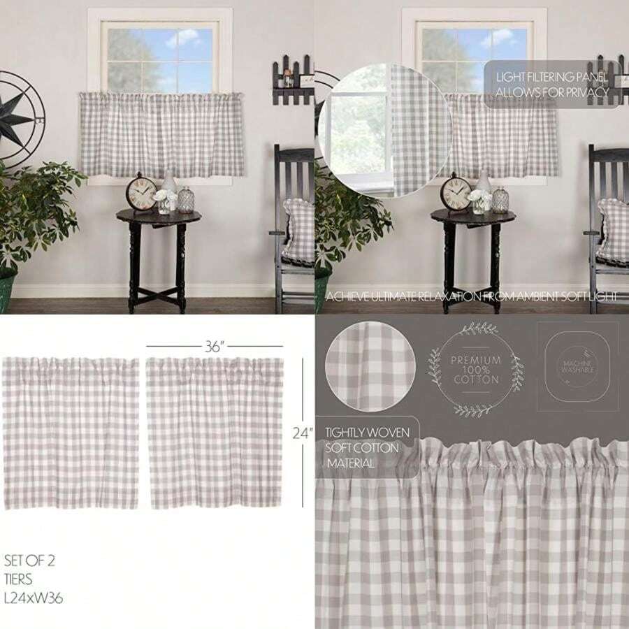 VHC Annie Buffalo - Juego de estantes Forrados, Shabby Chic, , L24 x W36, 1, 1(Gris 61An x 91.4Al cm (1 Paneles)) - Multicolor - Ver 1